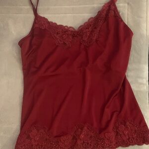 The Limited Red Camisole with Lace Accents
